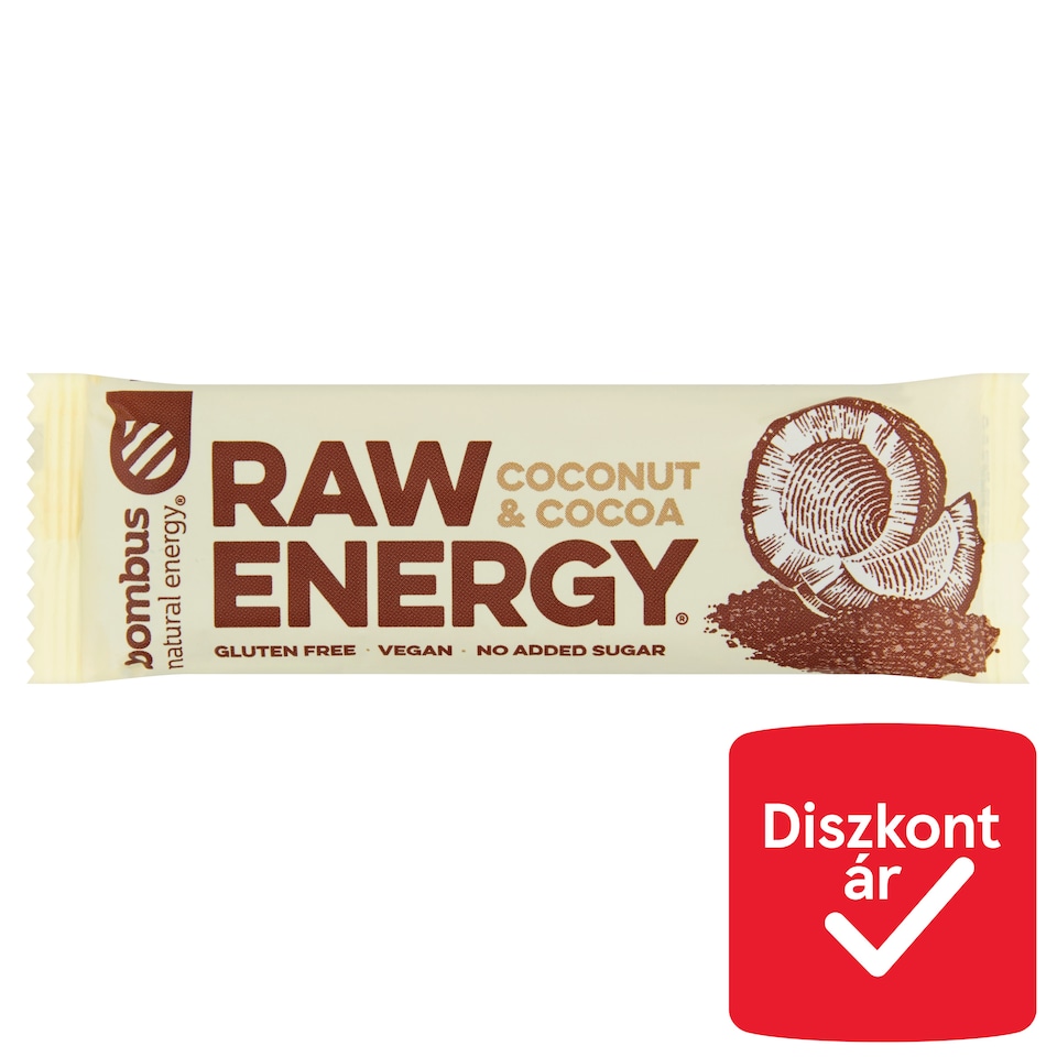 bombus Raw Energy Coconut & Cocoa gyümölcs szelet 50 g  1. kép