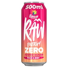 Rubicon Raw Zero Added Sugar Energy Drink - Peach & Berry 500ml