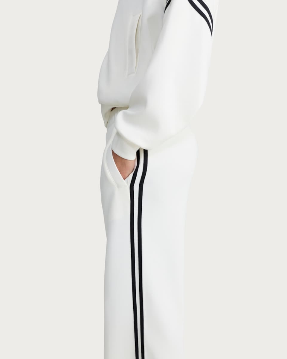 image 1 of F&F Active AFTERCLASS Side Stripe Wide Leg Joggers in Cream