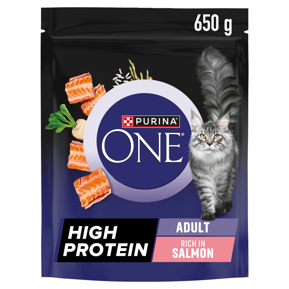 image 1 of PURINA ONE High Protein Salmon Adult Cat Food 650g
