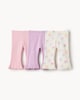 image 1 of F&F Baby 3-Pack Cotton Rich Printed Flared Leggings in Pink