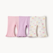 F&F Baby 3-Pack Cotton Rich Printed Flared Leggings in Pink