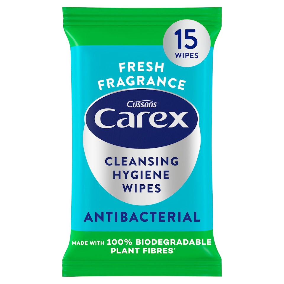 Carex Antibacterial Cleansing Hygiene Wipes 15 Pack
