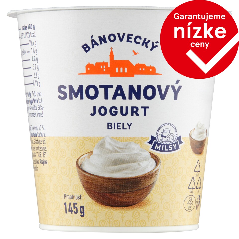 Milsy Bánovecký smotanový jogurt biely 145 g