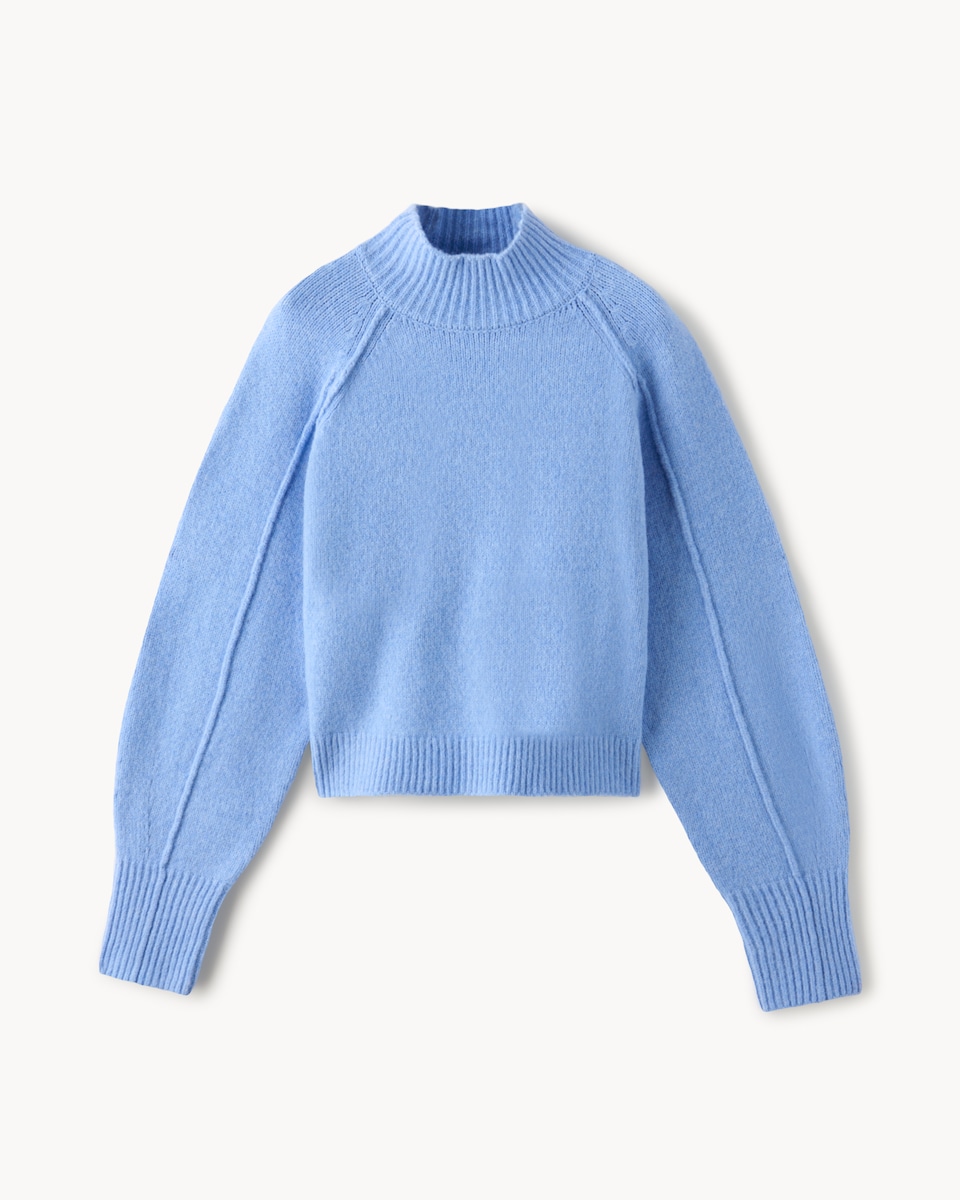 image 1 of F&F Turtle Neck Cropped Knitted Jumper in Blue