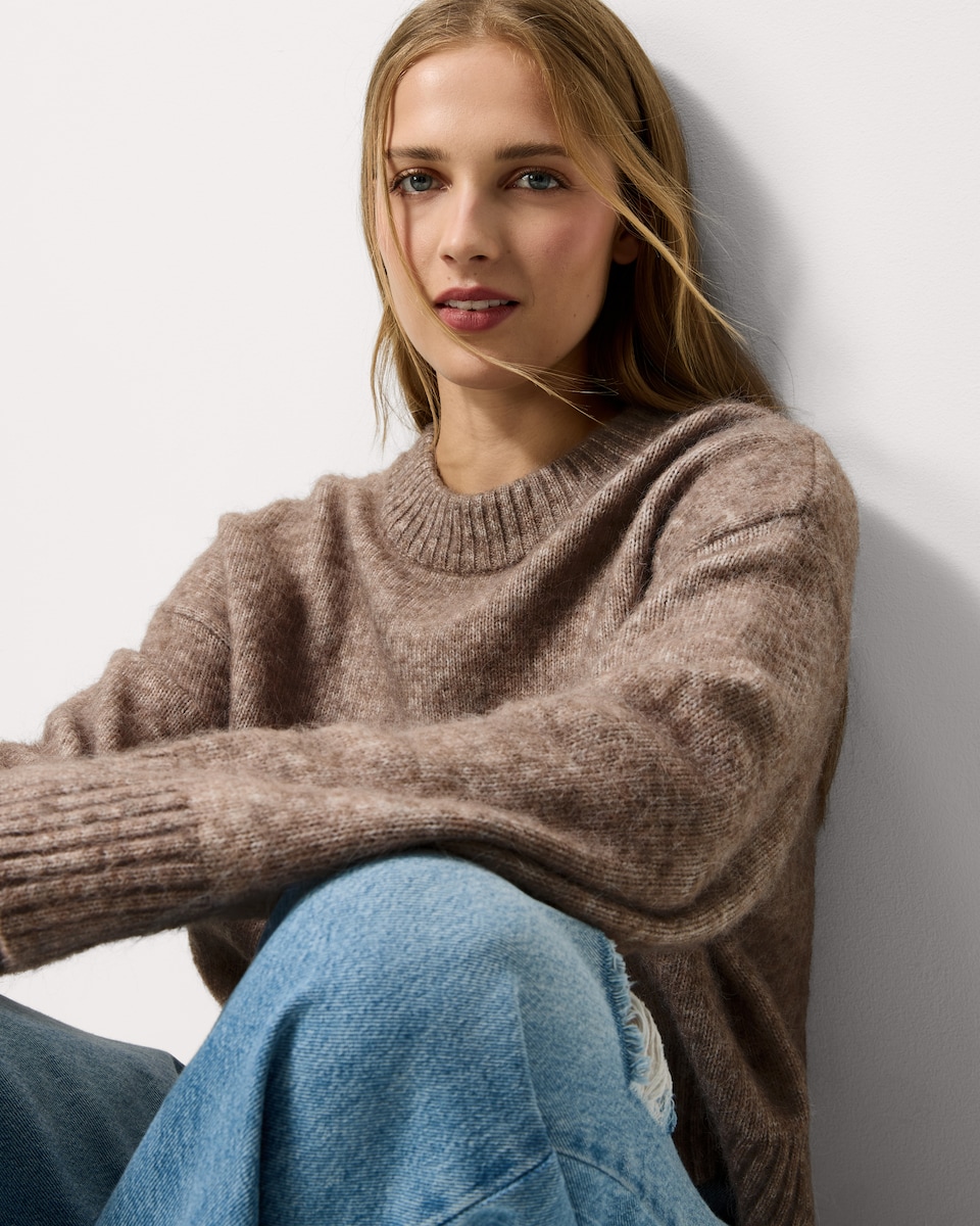 image 1 of F&F Cropped Knitted Jumper in Mink