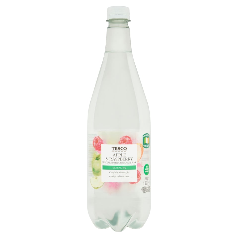 Tesco Apple & Raspberry Flavoured Sparkling Spring Water Drink 1L
