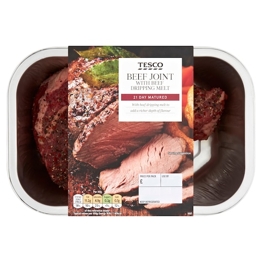 Tesco Beef Joint With Dripping Melt 745G Tesco Groceries
