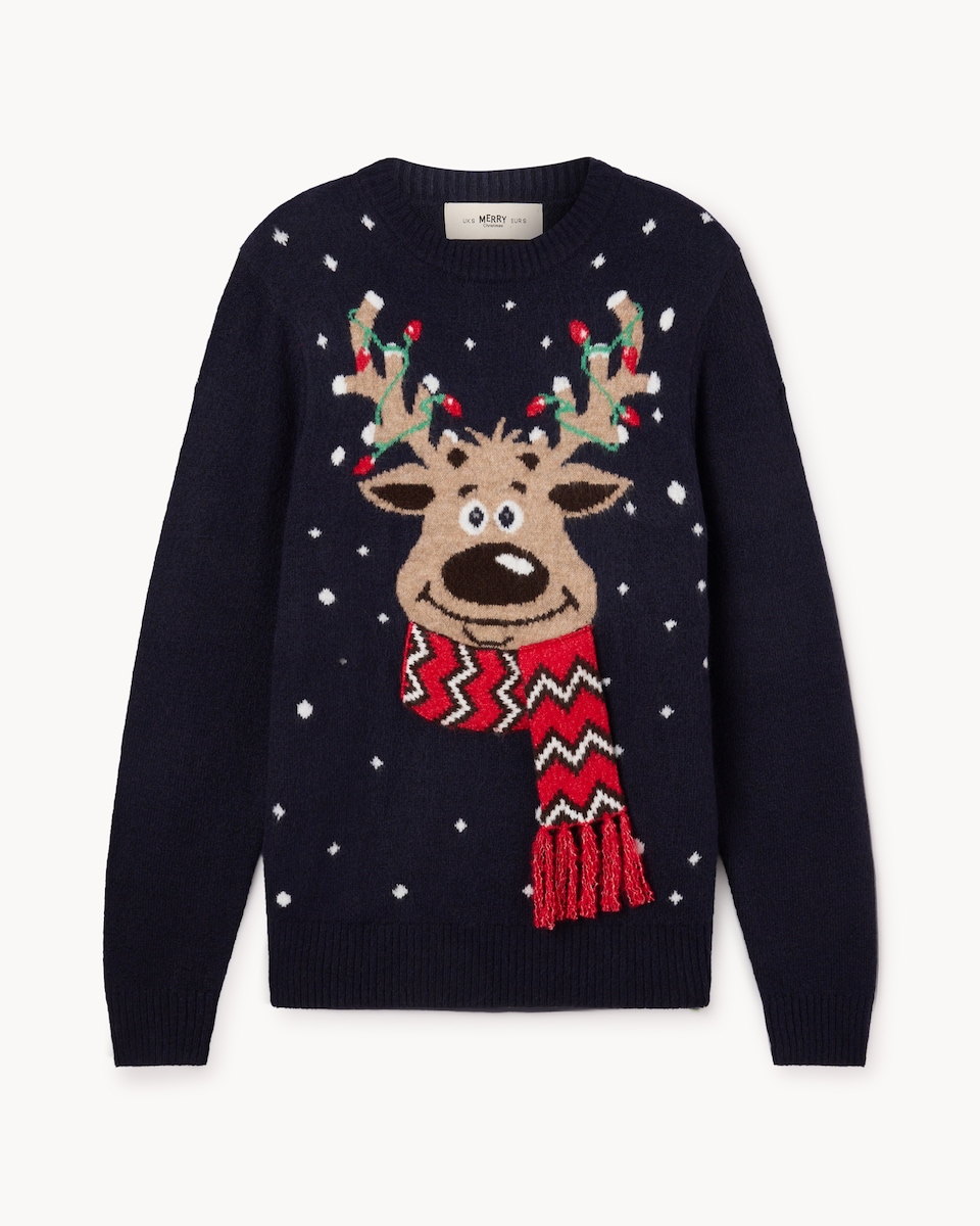 image 1 of Christmas Reindeer Jumper in Multi