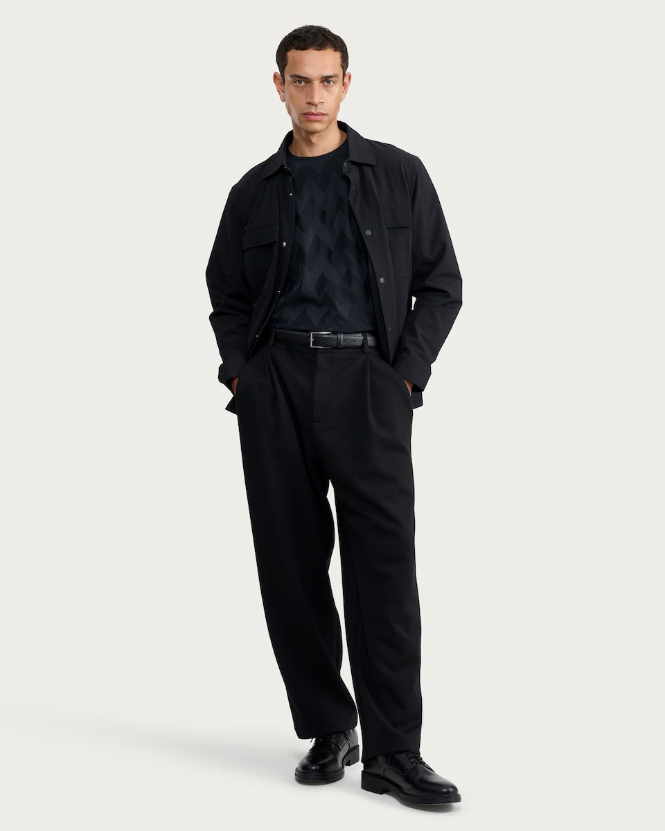 image 1 of F&F Pure Cotton Chevron Pattern T-Shirt in Black