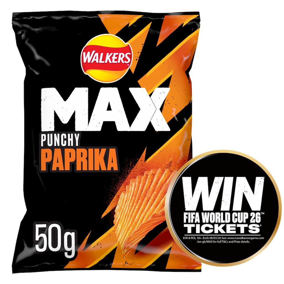 image 1 of Walkers Max Punchy Paprika Grab Bag Crisps 50g