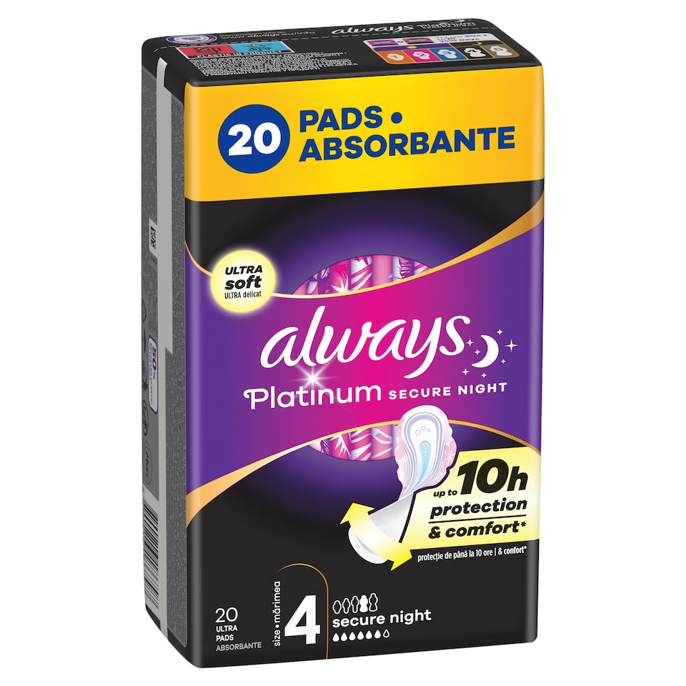 Obrázek 1 pro produkt Always Platinum Secure Night Hygienické Vložky S Křidélky 20 ks
