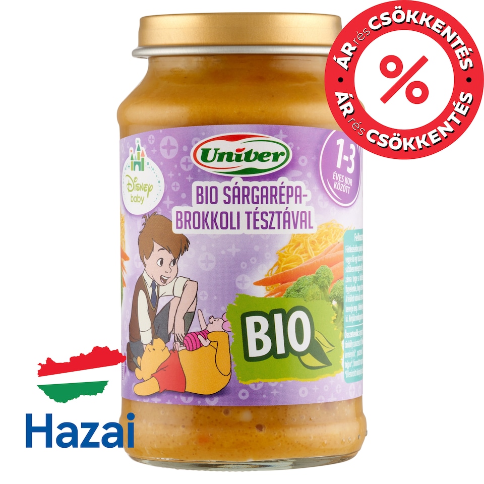 Univer Disney Baby bio sárgarépa-brokkoli tésztával bébiétel, 12 hónapos kortól 220 g  1. kép