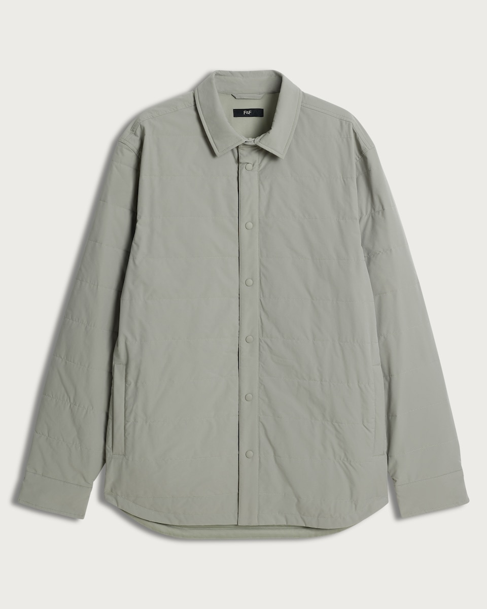 image 1 of F&F Quilted Long Sleeved Shacket in Khaki