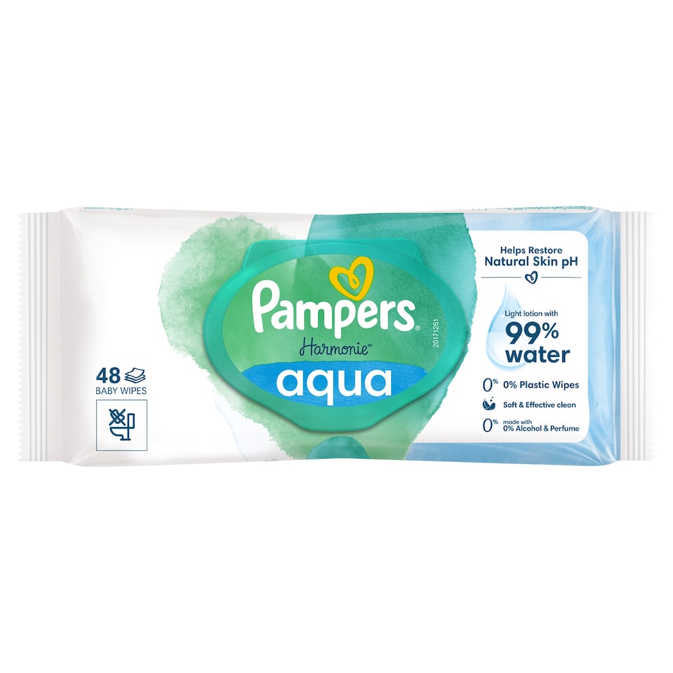 image 1 of Pampers Harmonie Aqua Vlhčené Obrúsky 1 ks Balenia = 48 Obrúskov