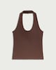 image 4 of F&F Cotton Rich Halter Neck Top in Brown