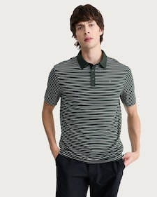 F&F Active TECHSPORT Textured Striped Short Sleeved Polo Shirt in Jade
