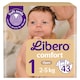 image 1 of Libero Comfort Diapers, Size: 1, 2-5 kg, 43 pcs