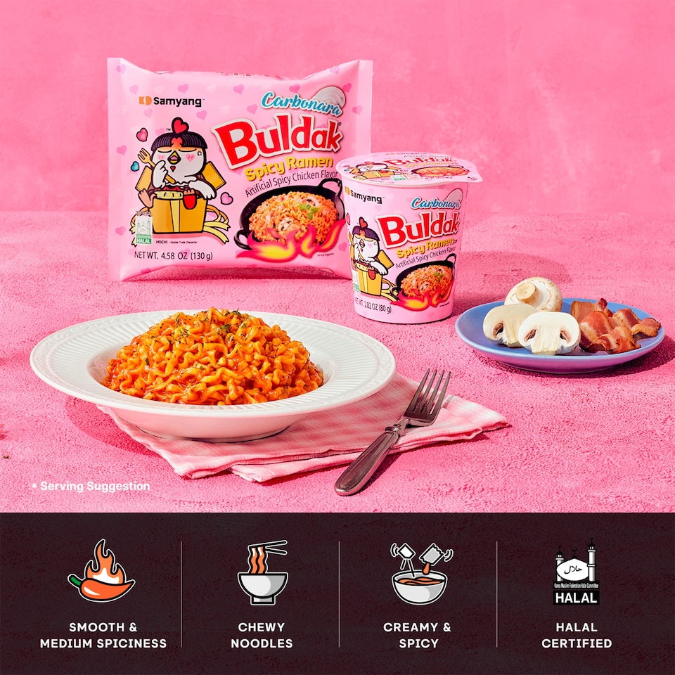 image 1 of Buldak Hot Chicken Ramen Carbonara Flavour 5 x 130g