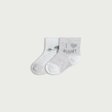 F&F Baby 2-Pack Cotton Rich I Love Mummy Socks in Multi