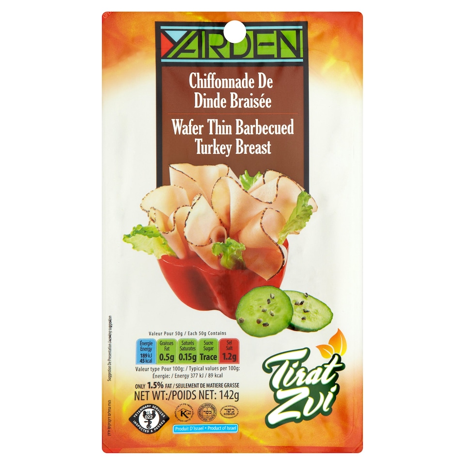 YARDEN WAFER THIN BBQ TURKEY BREAST 142G