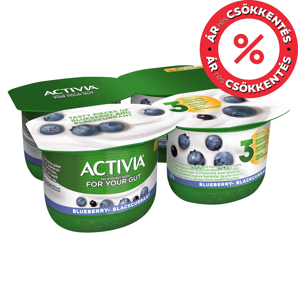 Danone Activia élőflórás áfonyás-feketeribizlis joghurt 4 x 120 g (480 g)