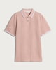 image 4 of F&F Cotton Blend Textured Short Sleeved Polo Shirt in Pink