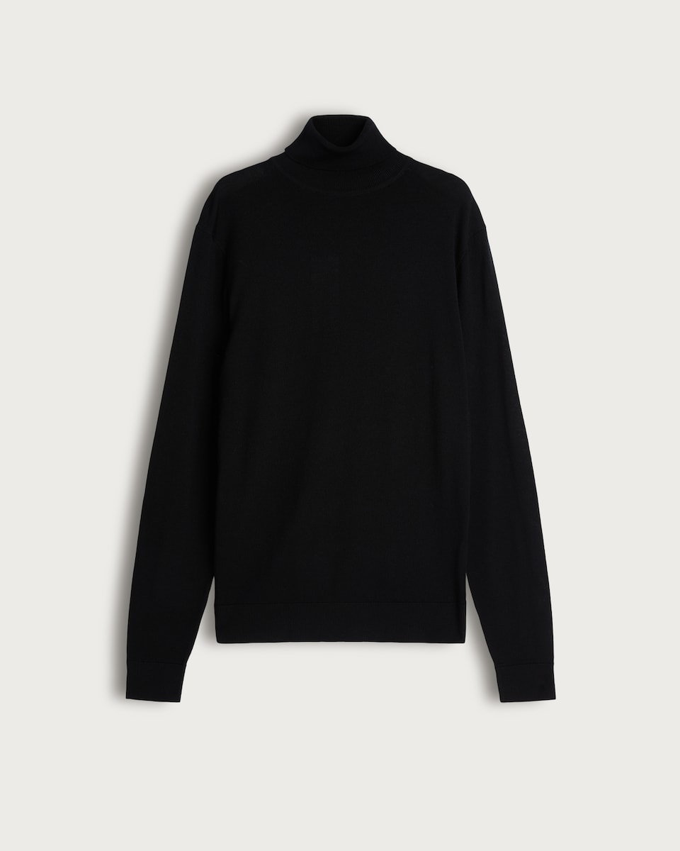 image 1 of F&F Pure Merino Wool Roll Neck Jumper in Black