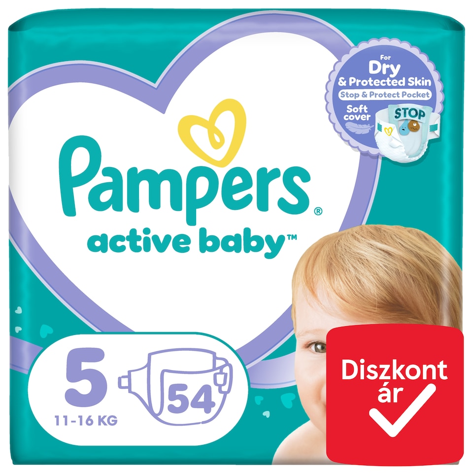Pampers Active Baby Pelenka, Méret: 5, 54 db Pelenka, 11kg-16kg  1. kép