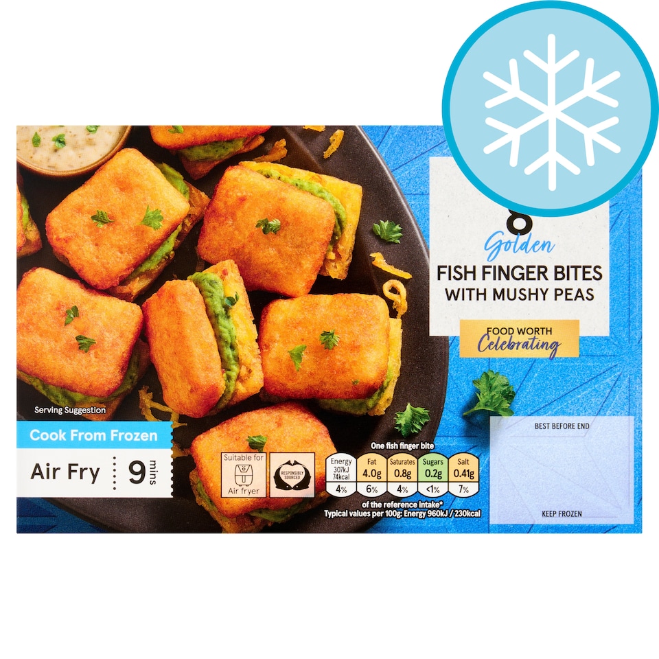 TESCO 8 Golden Fish Finger with Mushy Peas 280g