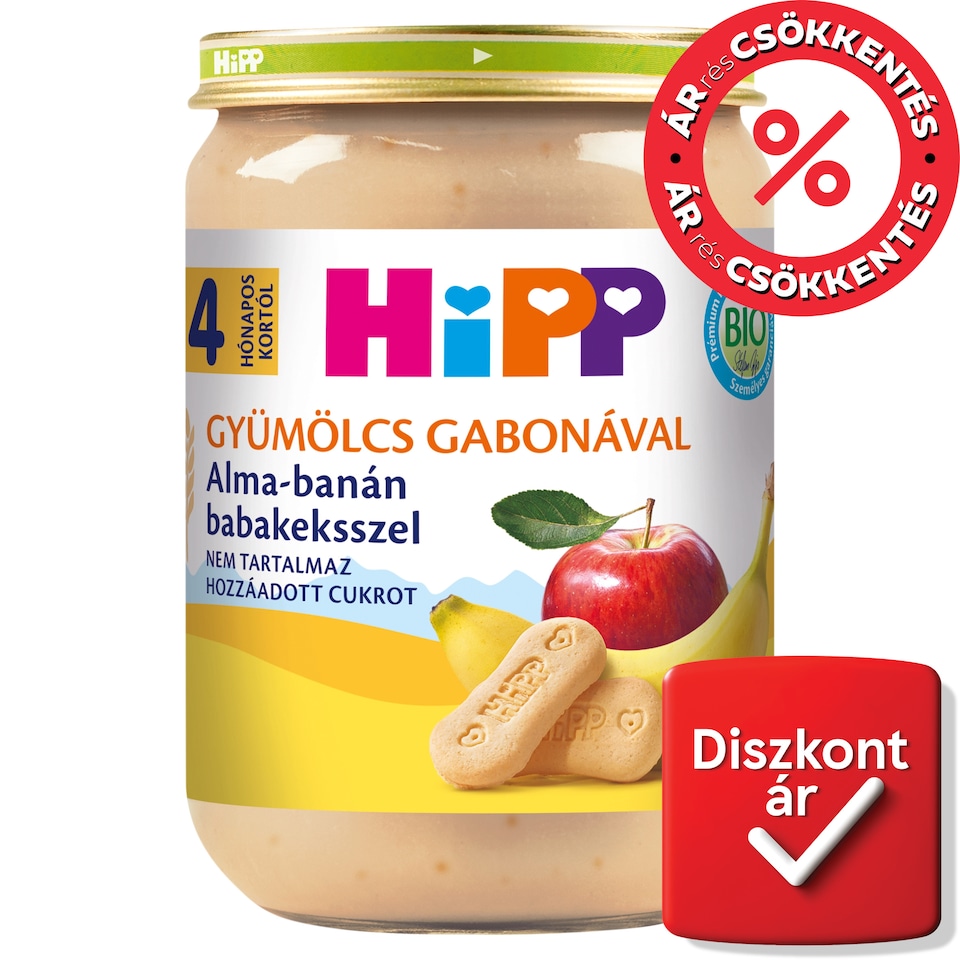 HiPP Organic Apple-Banana with Baby Biscuit Baby Dessert 4+ Months 190 g