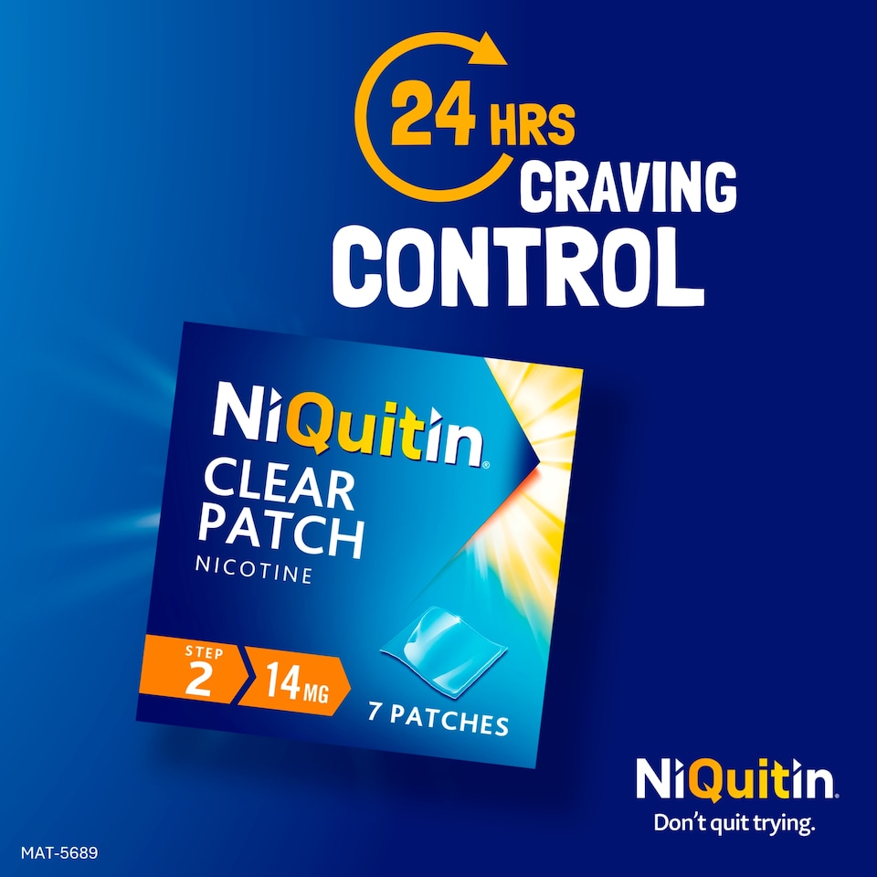 image 1 of NiQuitin Clear Patch Stop Smoking Aid Step 2 14mg Nicotine Patches 14s