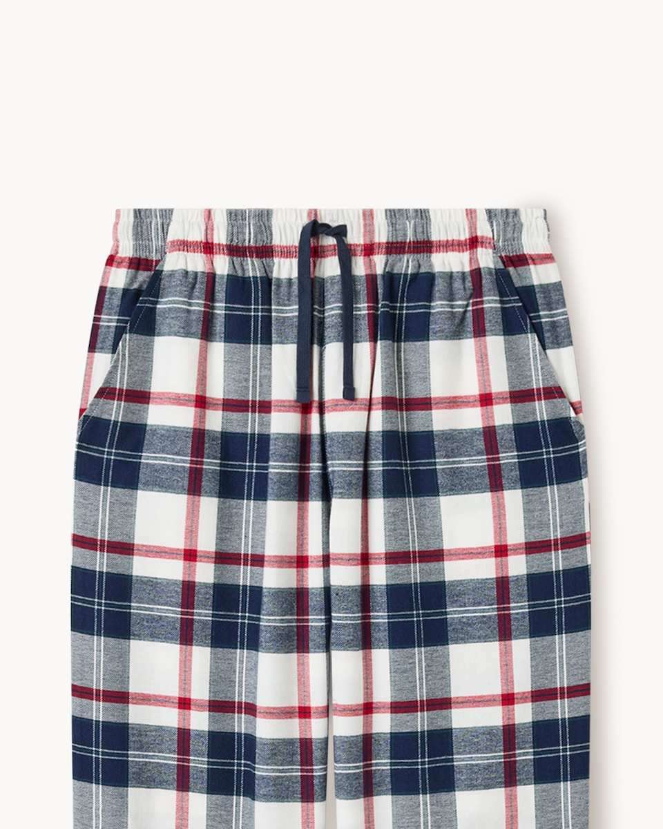 image 1 of F&F Pure Cotton Checked Pyjama Set in Navy
