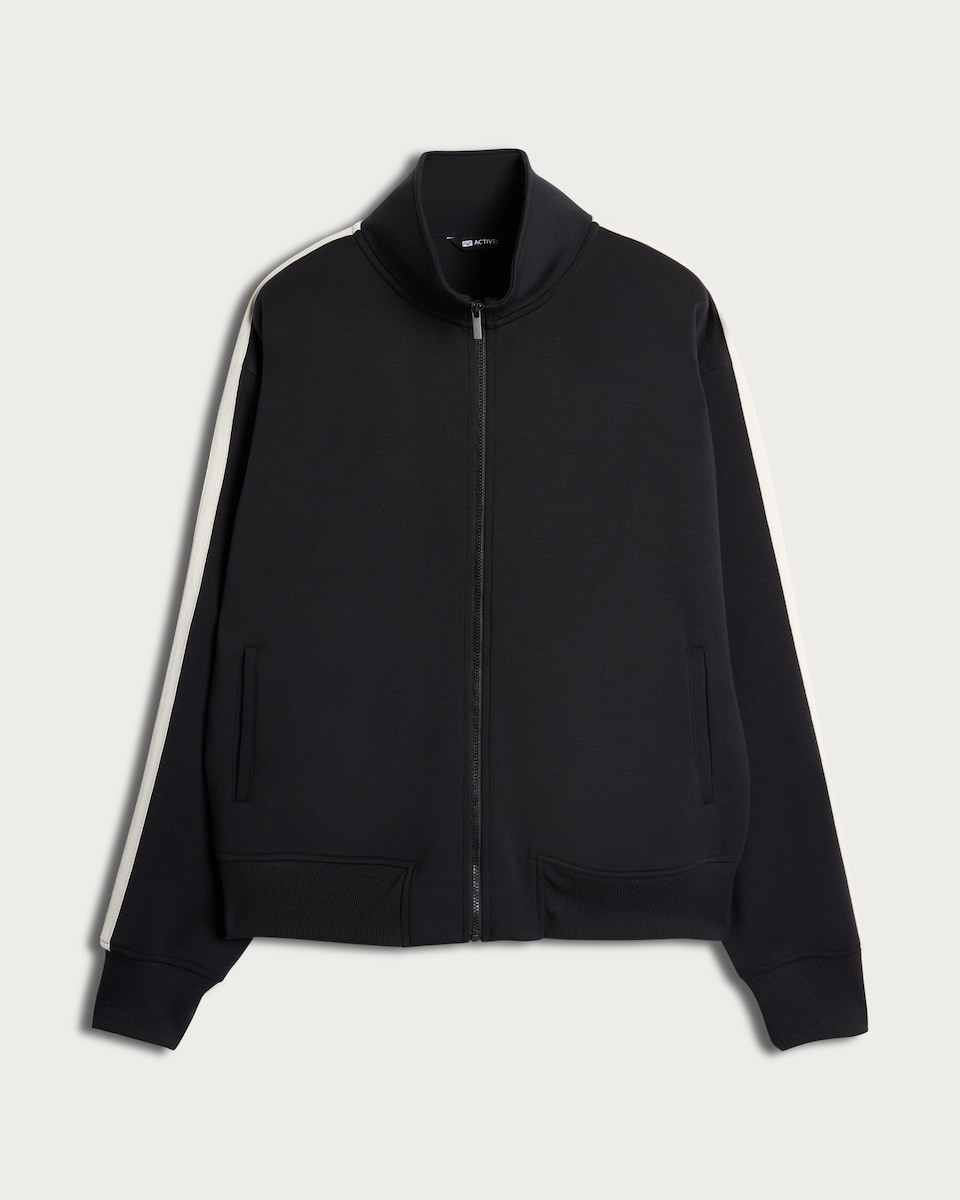 F&F Active Side Stripe Zip Up Jacket in Black