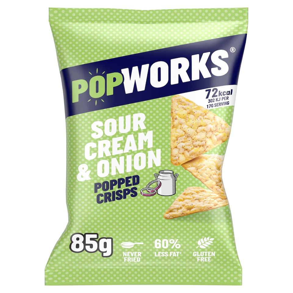 image 1 of Popworks Sour Cream & Onion Sharing Bag Popped Crisps 85g