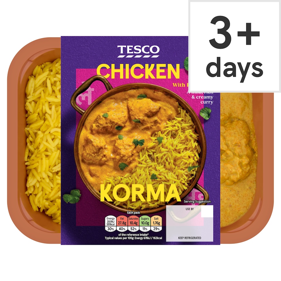 Tesco Chicken Korma With Pilau Rice 400g