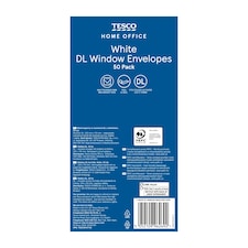 Tesco White DL Window Envelopes 50Pk