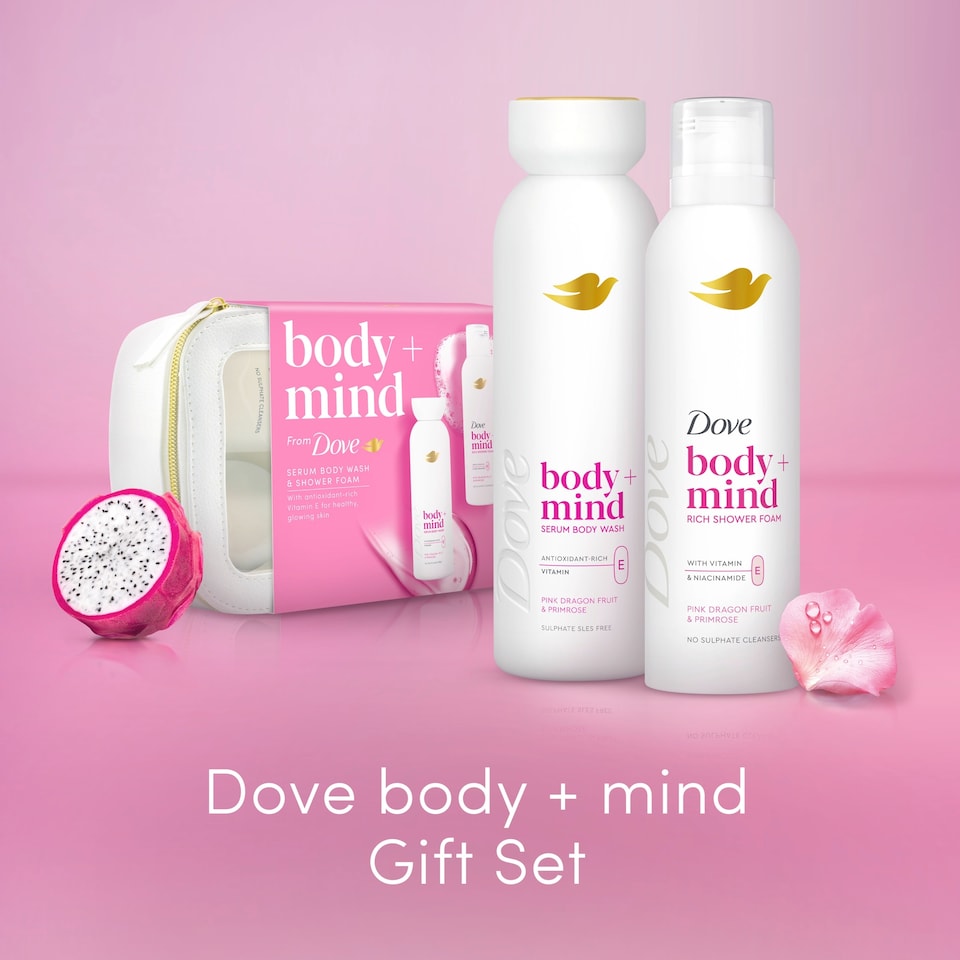 image 1 of  Dove Body + Mind Serum Body Wash & Shower Foam Gift Set