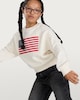 image 3 of F&F Girls Cotton Rich American Flag Sweatshirt in Cream