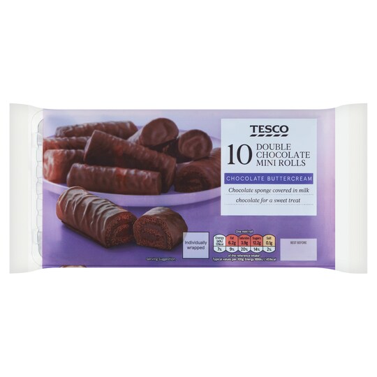 Tesco 10 Double Chocolate Mini Rolls Tesco Groceries