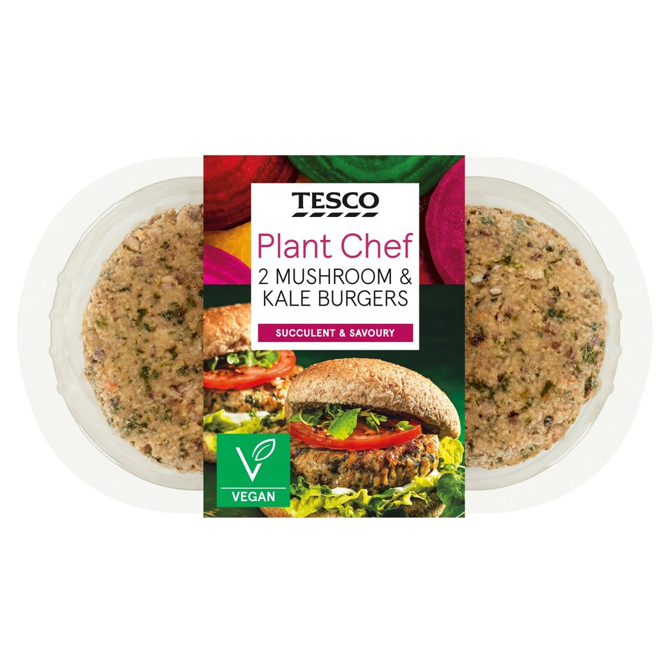 Tesco Plant Chef 2 Mushroom & Kale Burgers 226g Tesco Groceries