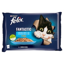 Felix Fantastic Pouches for Cats Salmon, Flounder in Jelly 4 x 85g