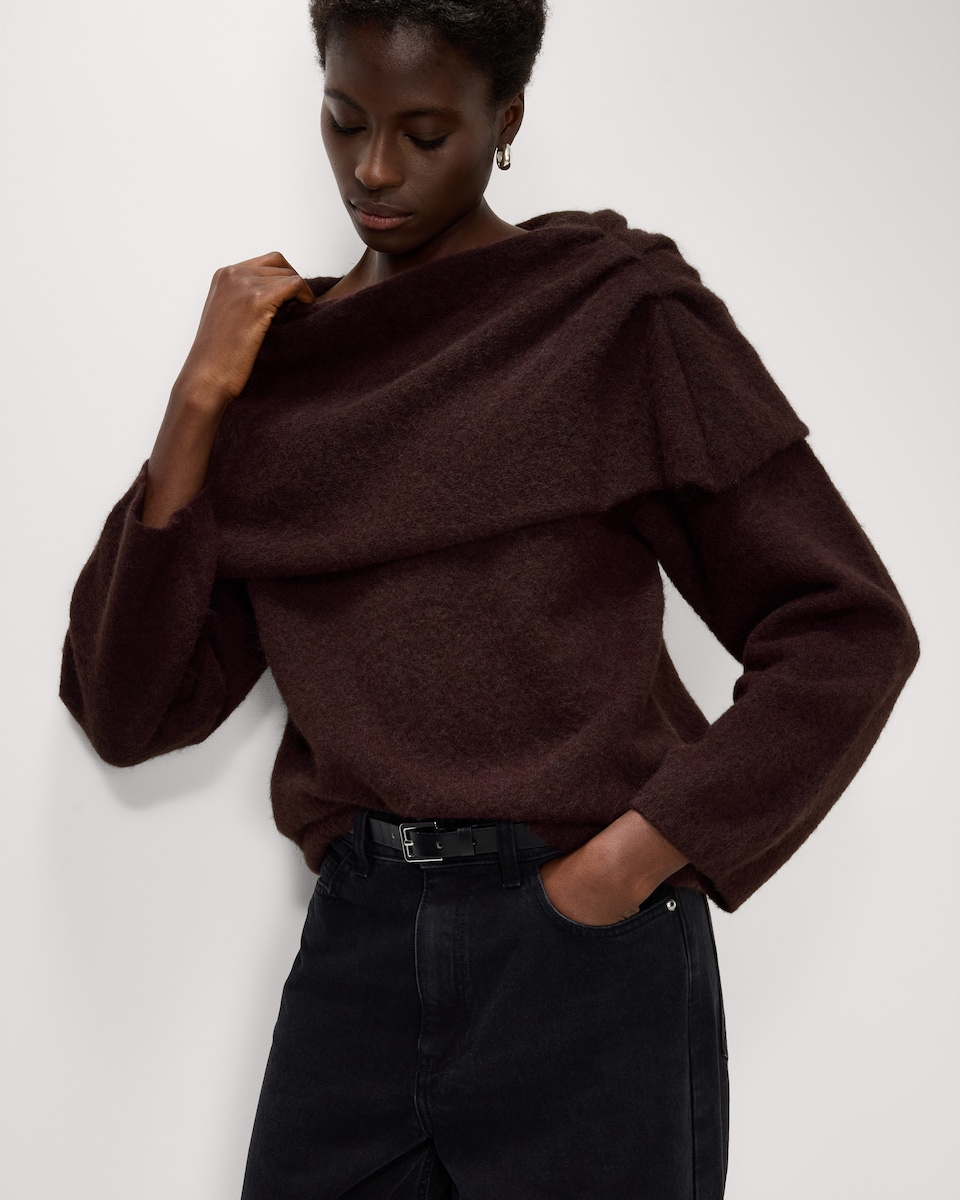 image 1 of F&F Cape Knitted Jumper in Burgundy