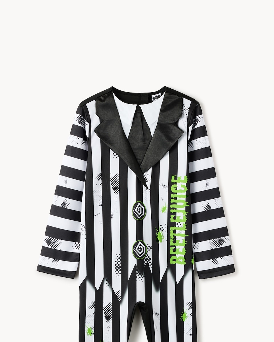 image 1 of Beetlejuice 2-Piece Fancy Dress Costume in Multi Black White