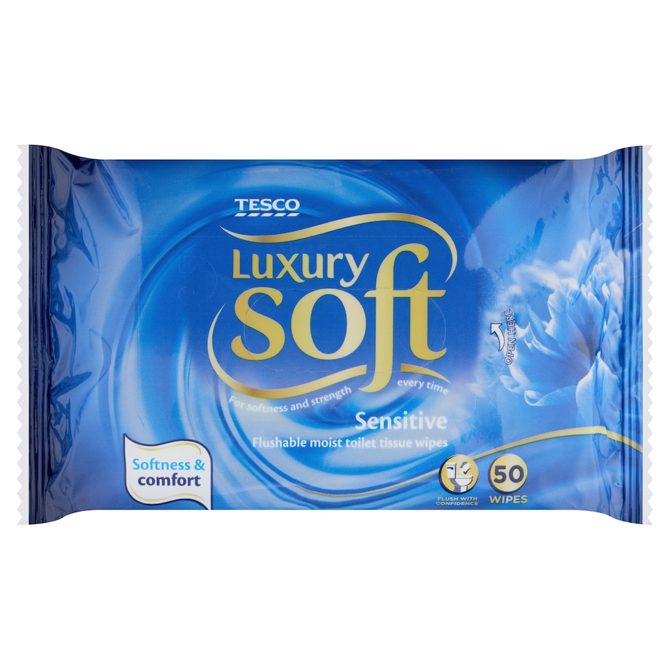 Tesco Luxury Soft Sensitive nedves toalettkendő érzékeny bőrre 50 db
