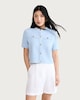 image 1 of F&F Knitted Short Sleeved Contrast Stitch Cardigan in Blue