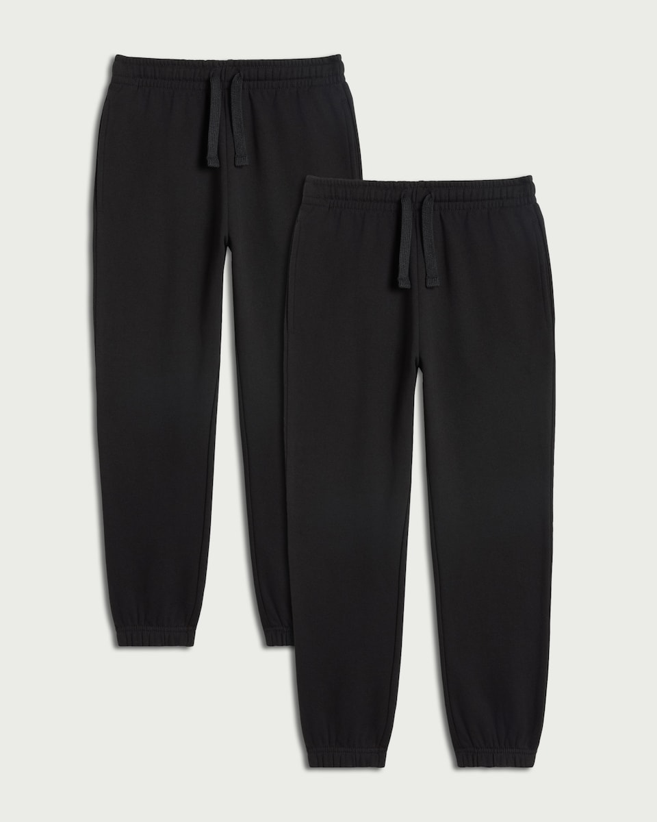 image 1 of F&F School Unisex 2-Pack Cotton Rich Joggers in Black