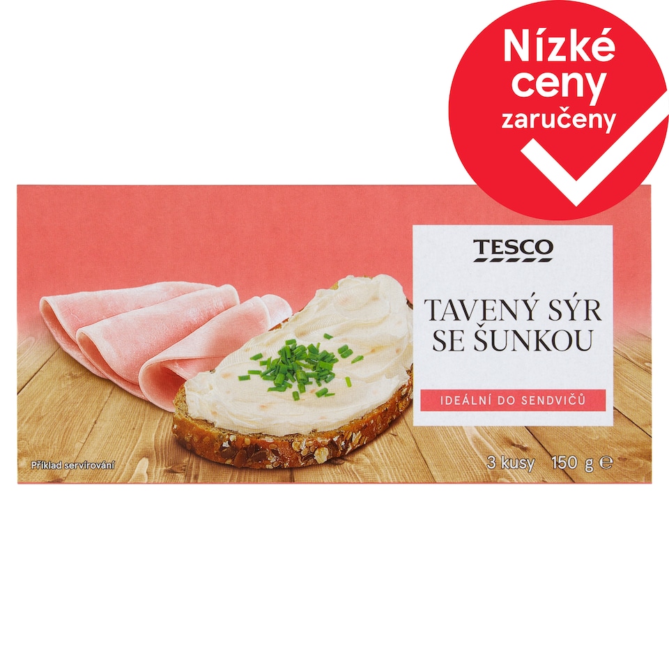 Tesco Tavený sýr se šunkou 3 kusy 150g