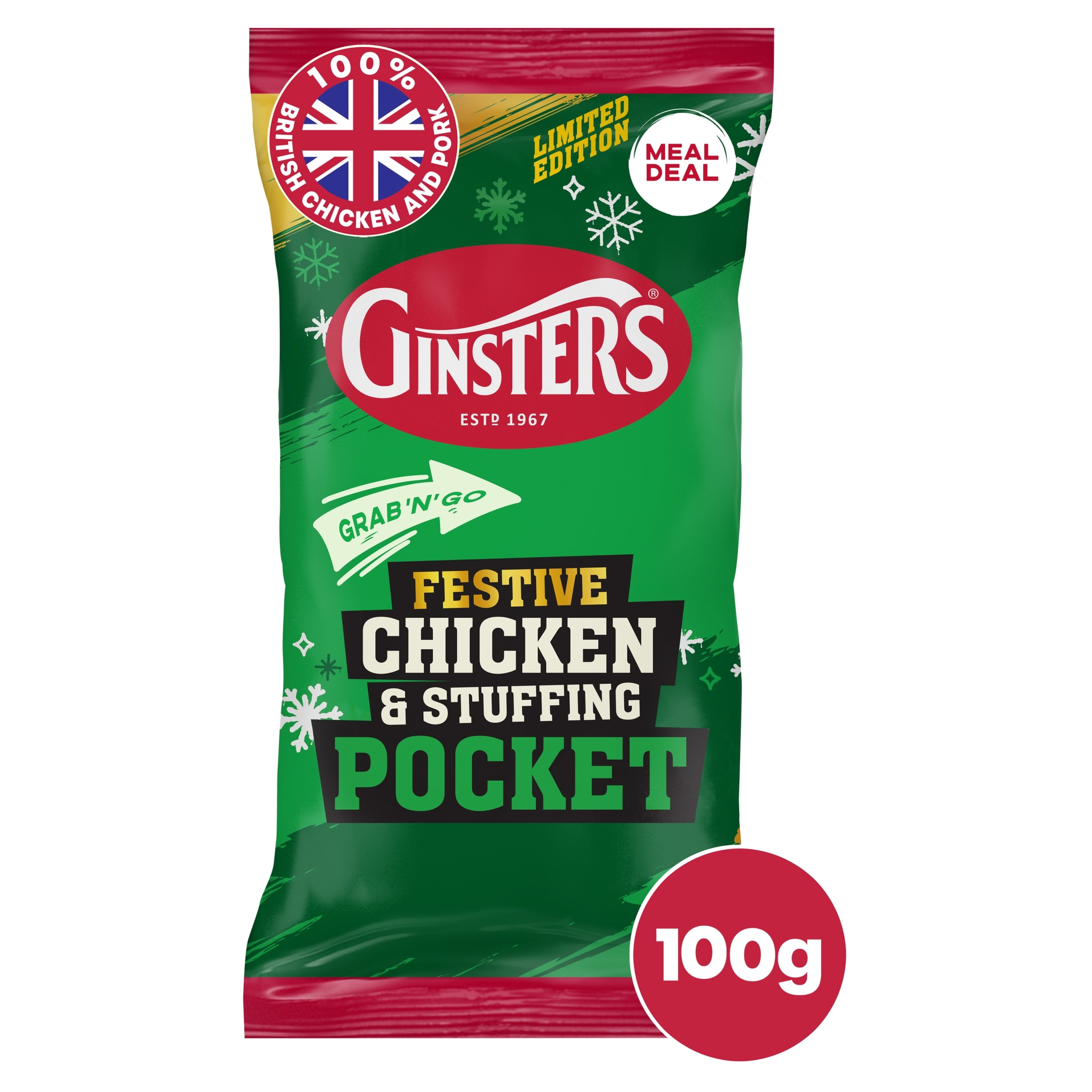 Ginsters Festive Chicken & Stuffing Pocket 100g