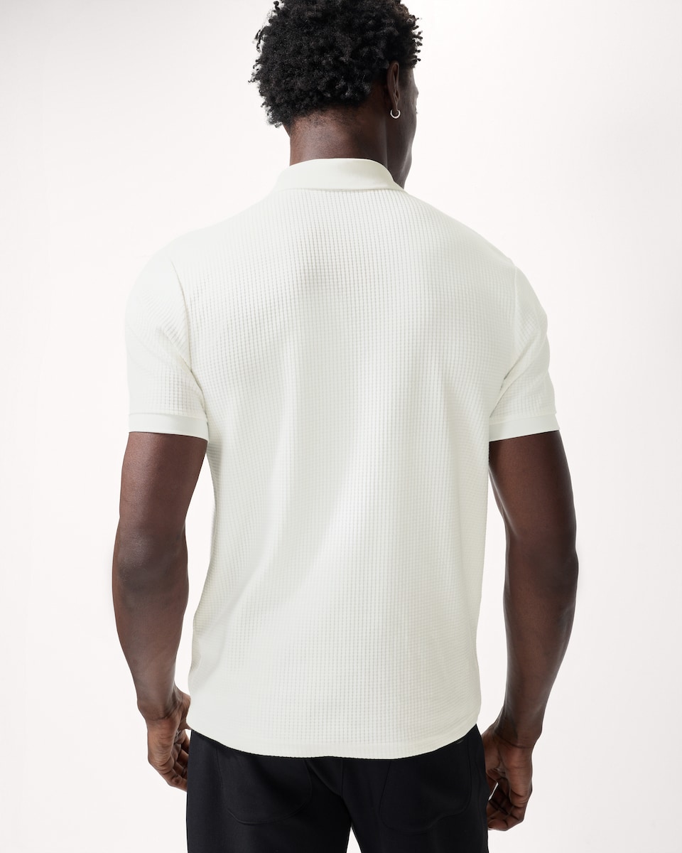 image 1 of F&F Waffle Textured Polo Shirt in White